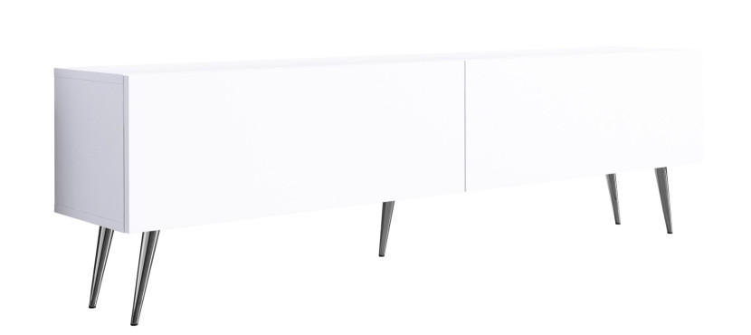 Szafka RTV : Biały Matowy, nogi chromowane, 170 x 34 x 32 cm 352336