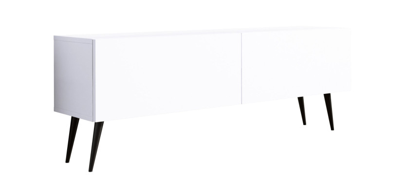 Szafka RTV : Biały Matowy, nogi czarne, 140 x 34 x 32 cm 352308