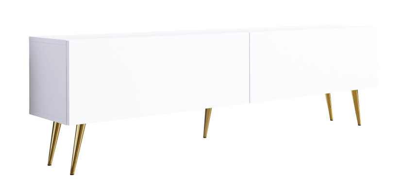 Szafka RTV : Biały Matowy, nogi złote, 170 x 34 x 32 cm 352310
