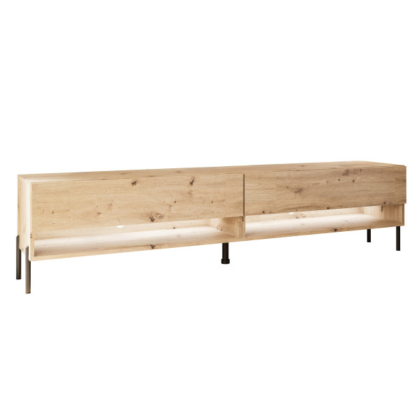 Szafka RTV CALANTE 180 cm LED dąb artisan nogi czarne proste 334037