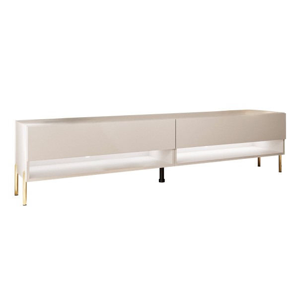 Szafka RTV CALANTE 180 cm LED kaszmir nogi proste złote 334034
