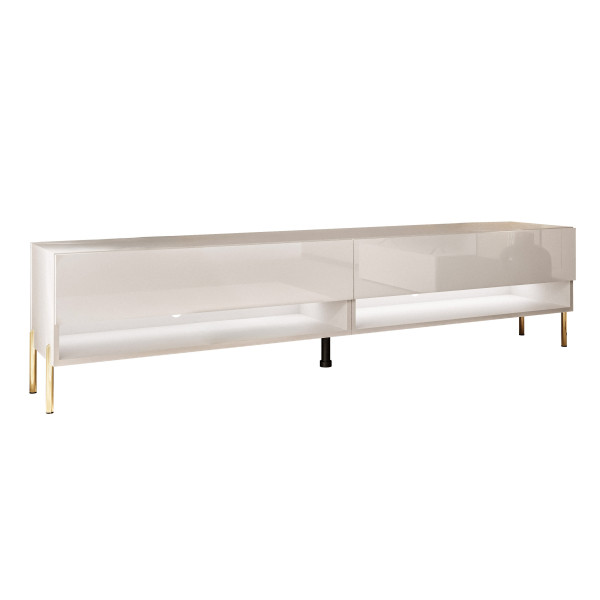 Szafka RTV CALANTE 180 cm LED kaszmir połysk proste złote 334031