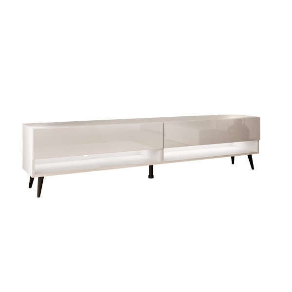 Szafka RTV CALANTE 180 cm LED kaszmir połysk skośne czarne 334012