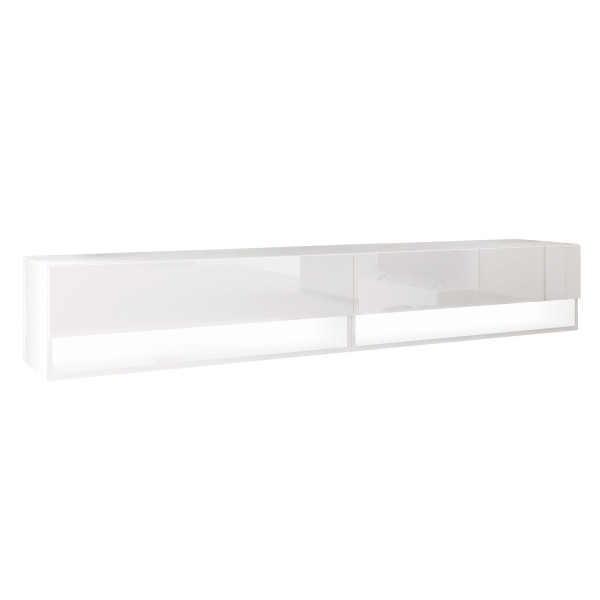 Szafka RTV CALANTE 180 cm z led podwieszana biały połysk 334016