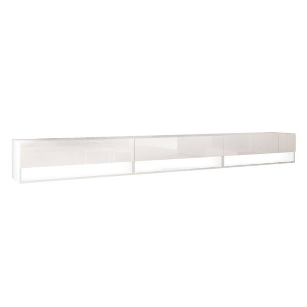Szafka RTV CALANTE 270 cm z led podwieszana biały połysk 334043