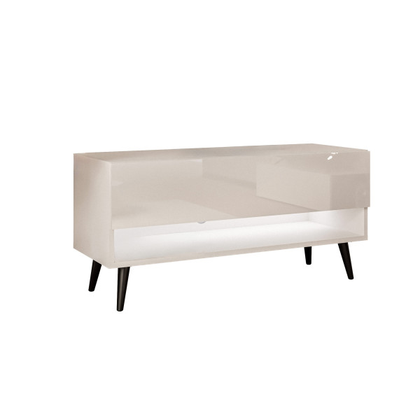 Szafka RTV CALANTE 90 cm kaszmir połysk skośne czarne nogi 334035