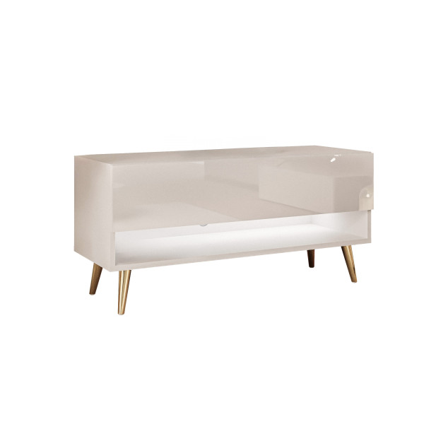 Szafka RTV CALANTE 90 cm kaszmir połysk skośne złote nogi 334029