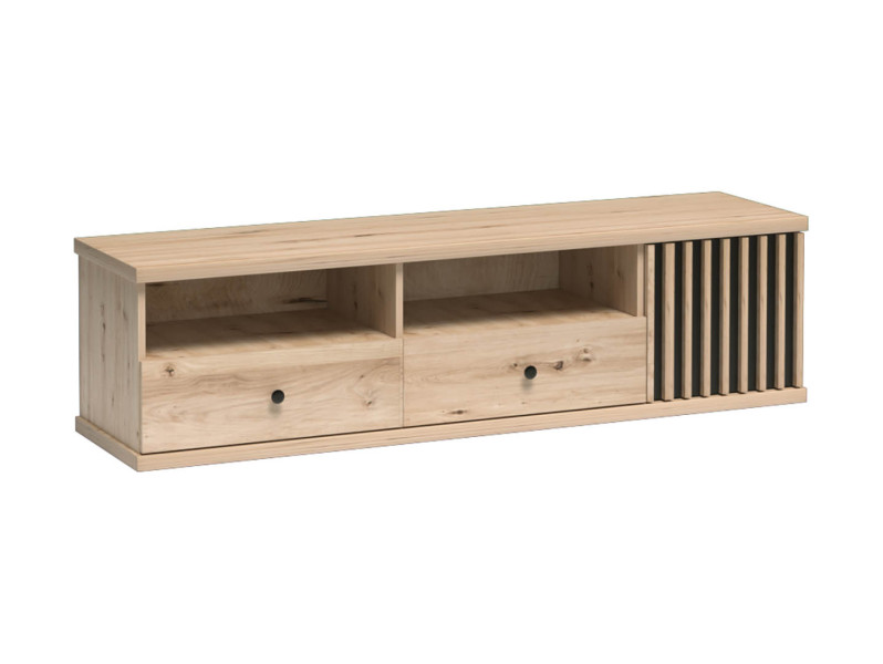 Szafka RTV CALI C-6 160 cm dąb artisan lamele 2 szuflady 1 drzwiczki 134798