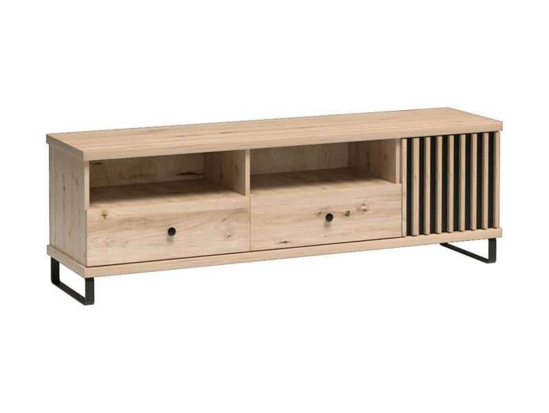 Szafka RTV CALI C-6 160 cm metalowe nogo 2 szuflady lamele dąb artisan 134799