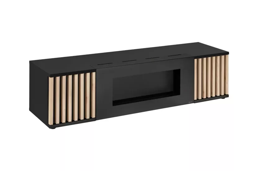 Szafka RTV CAMERON 160 hickory jackson/czarna z biokominkiem 432626