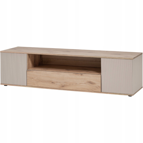 Szafka RTV CATALINA Dąb Viking + Kaszmir RYFLOWANY front | 160 cm 678404