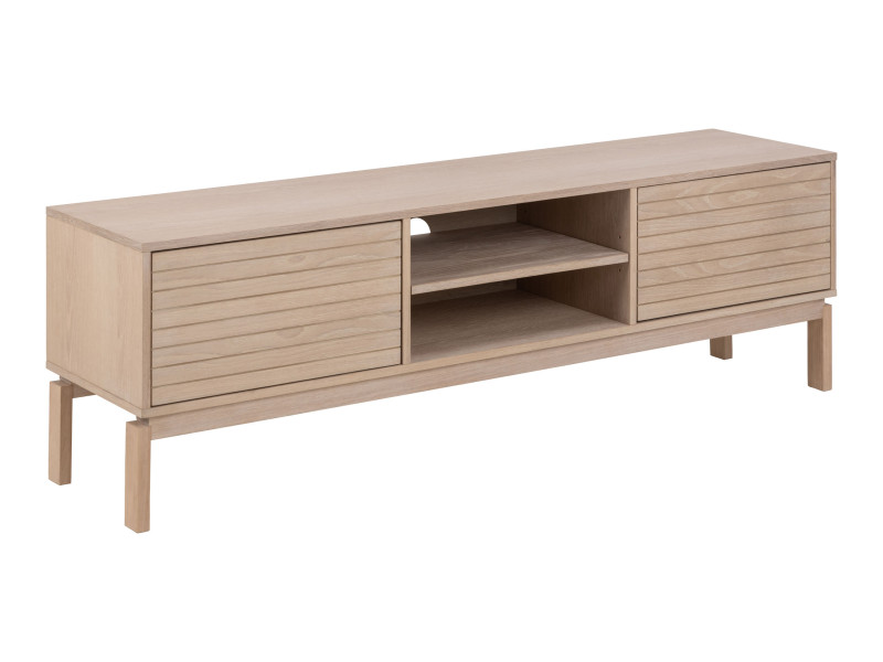 Szafka RTV Cortina 160 cm z frontem lamelowym, Dębowy bielony olejowany 812811