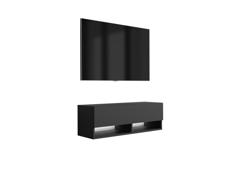 Szafka RTV Czarny LED biały, 100 × 32 × 34 cm 749645