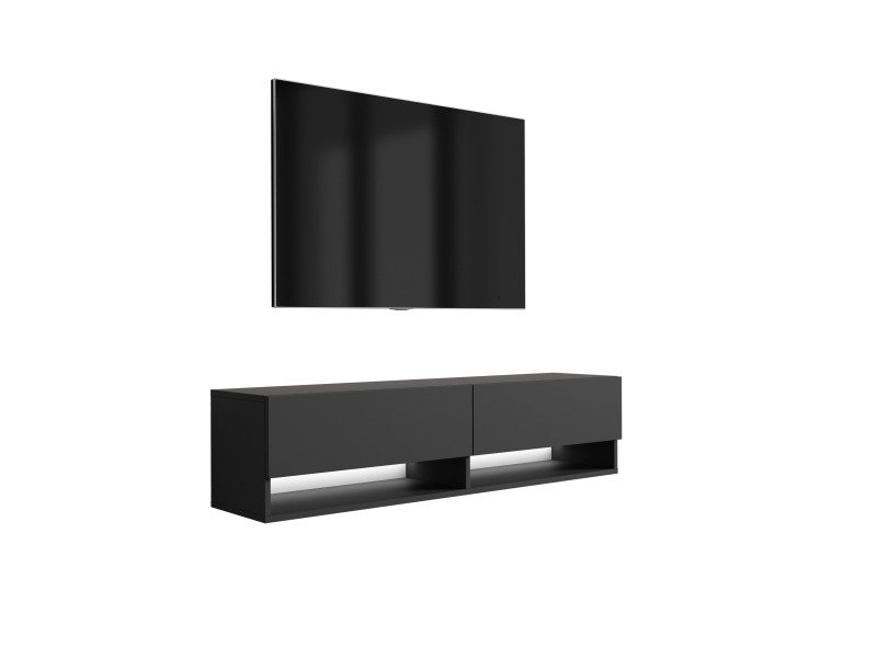 Szafka RTV Czarny LED biały, 140 × 32 × 34 cm 749758