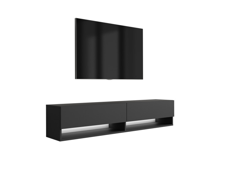 Szafka RTV Czarny Mat, LED biały, 170 × 32 × 34 cm 749632
