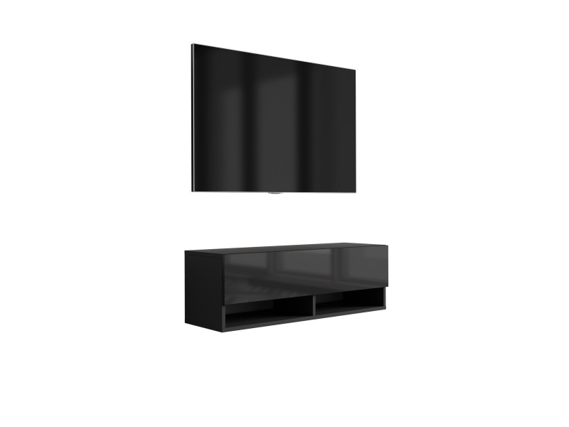 Szafka RTV Czarny Mat / Połysk, 100 × 32 × 34 cm 749656