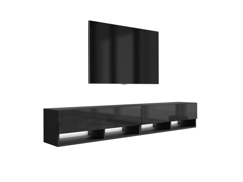 Szafka RTV Czarny Mat / Połysk, LED biały, 200 (2 x 100) × 32 × 34 cm 749687