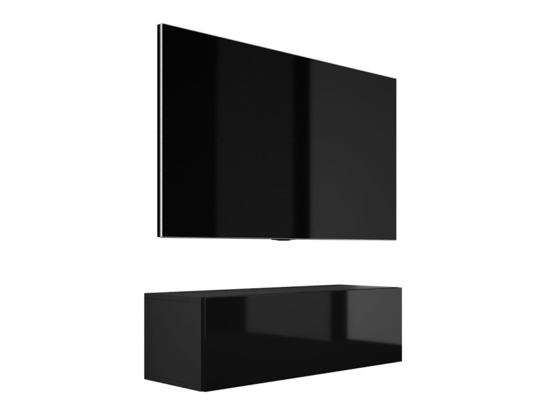 Szafka RTV : Czarny Matowy / Czarny Połysk, 100 x 34 x 32 cm 254180