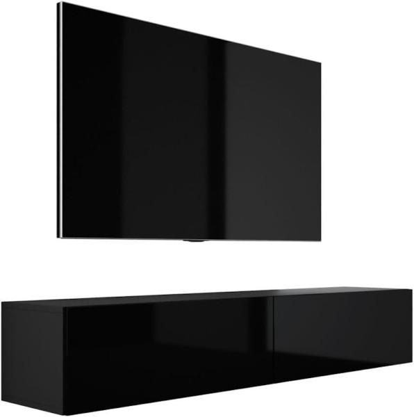 Szafka RTV : Czarny Matowy / Czarny Połysk, 170 x 34 x 32 cm 254173