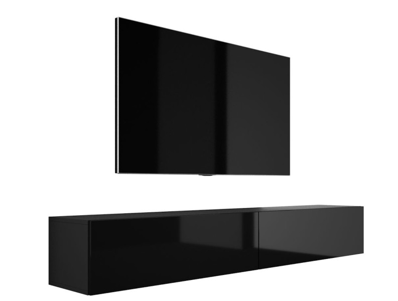 Szafka RTV : Czarny Matowy / Czarny Połysk, (2 X 100) x 34 x 32 cm 254175