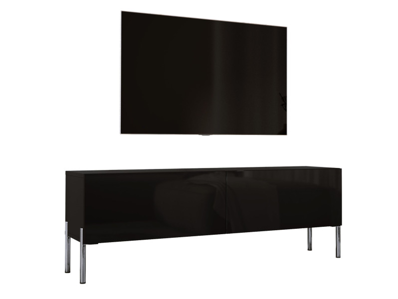 Szafka RTV : Czarny Matowy, nogi chrom, 140 x 34 x 32 cm 220241