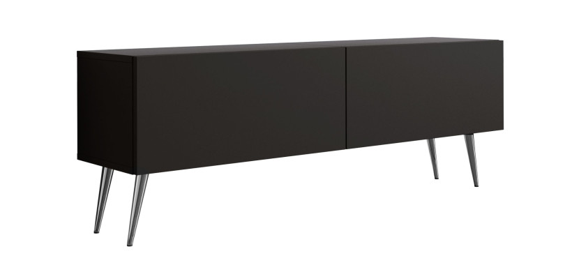 Szafka RTV : Czarny Matowy, nogi chromowane, 140 x 34 x 32 cm 352297