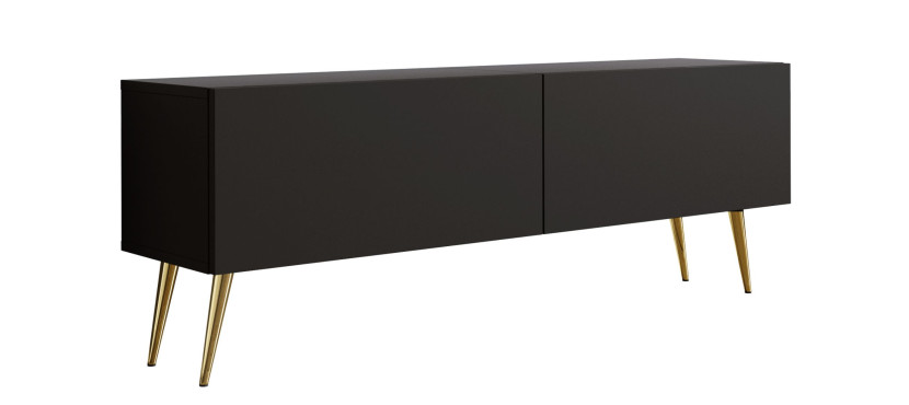 Szafka RTV : Czarny Matowy, nogi złote, 140 x 34 x 32 cm 352295