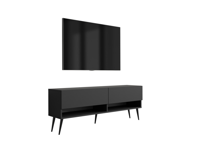 Szafka RTV Czarny nogi pochyłe czarne, 140 × 32 × 52 cm 749680