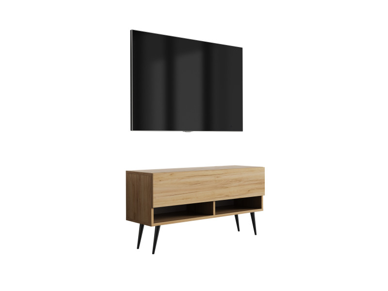 Szafka RTV Dąb Craft, nogi pochyłe czarne, 100 x 32 x 52 cm 749621