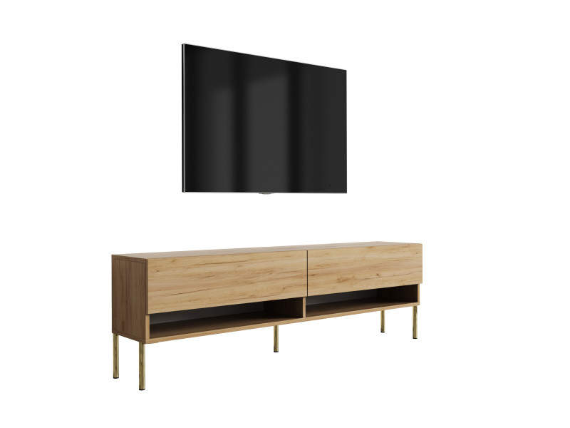 Szafka RTV Dąb Craft, nogi proste złote, 170 × 32 × 52 cm 749748