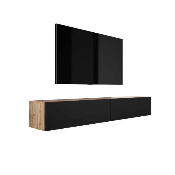 Szafka RTV : Dąb Wotan / Czarny Matowy, (2 X 100) x 34 x 32 cm 254183
