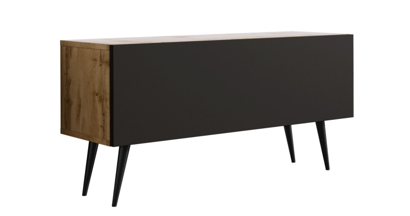 Szafka RTV Dąb Wotan / Czarny Matowy, nogi czarne, 100 x 34 x 32 cm 352314