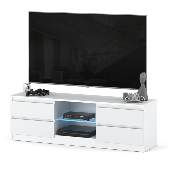 Szafka rtv do salonu 138cm nowoczesny biały stolik pod tv 374418