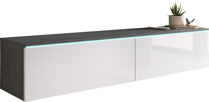 Szafka RTV DONNA 140 w kolorze matera/biały połysk z LED 716610