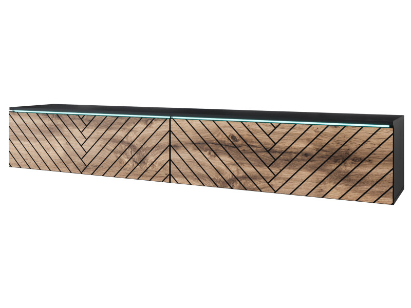 Szafka RTV DONNA 180 czarny grafit/dąb wotan MDF jodełka 329764