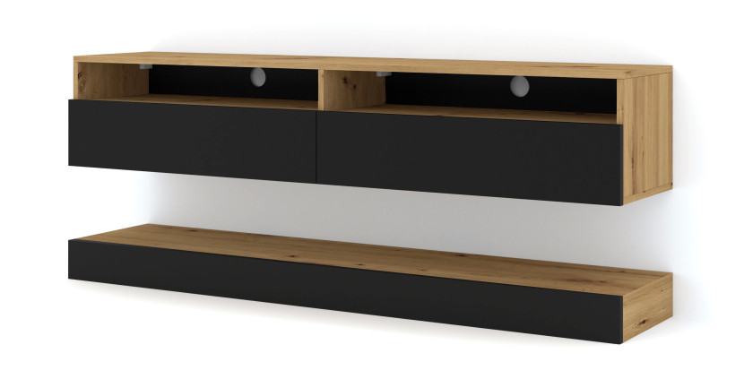 Szafka RTV DUO 160 dąb artisan / czarny mat 240560