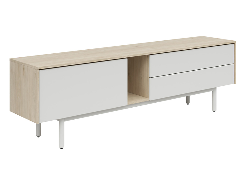 Szafka RTV Ema 180 cm z drzwiami i 2 szufladami orzech jackson hickory/jasny szary 298025