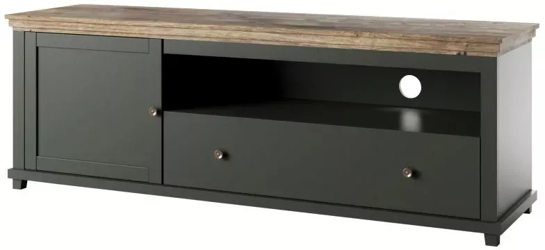 Szafka RTV EVORA 1D1S 181 zielona mat/dąb lefkas 392148