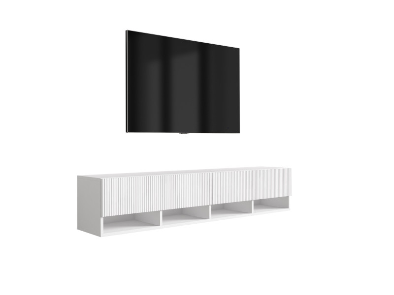 Szafka RTV: f. ryflowany, Biały Mat, 170 × 32 × 33,6 cm 964854
