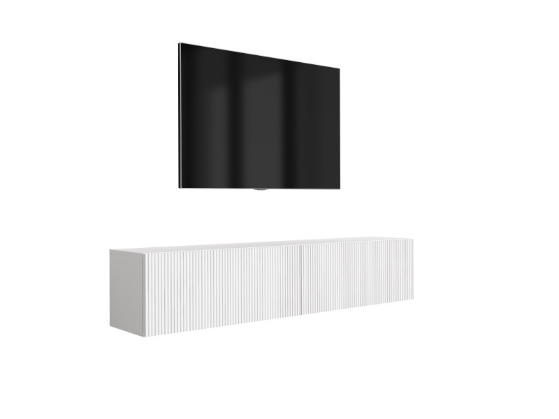 Szafka RTV: f. ryflowany, Biały Mat, 170 × 32 × 33,6 cm 964837