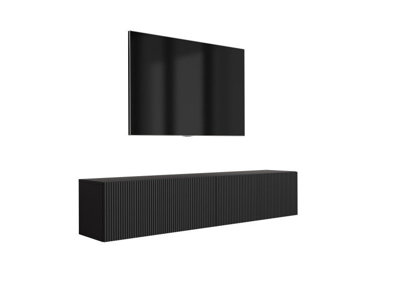 Szafka RTV: f. ryflowany, Czarny Mat, 170 × 32 × 33,6 cm 964827