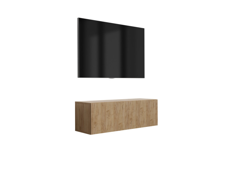 Szafka RTV: f. ryflowany, Dąb Craft, 100 × 32 × 33,6 cm 964823