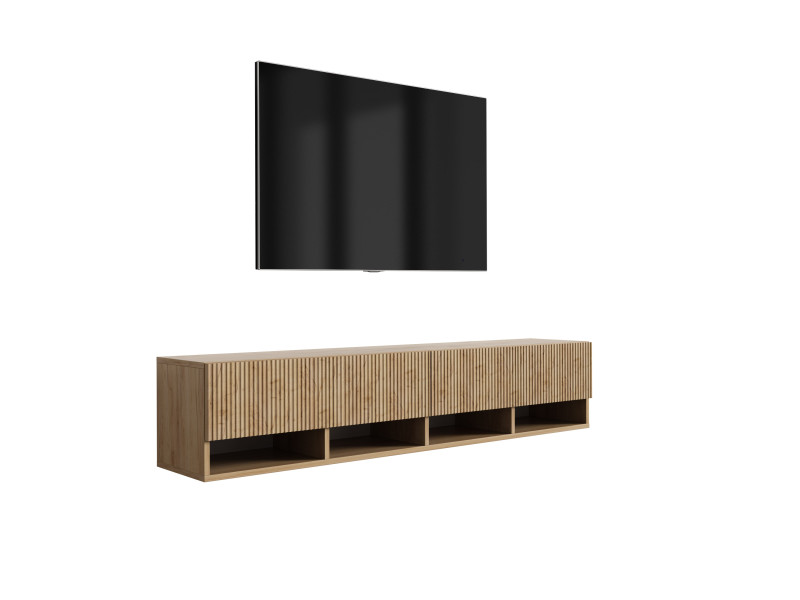 Szafka RTV: f. ryflowany, Dąb Craft, 170 × 32 × 33,6 cm 964794
