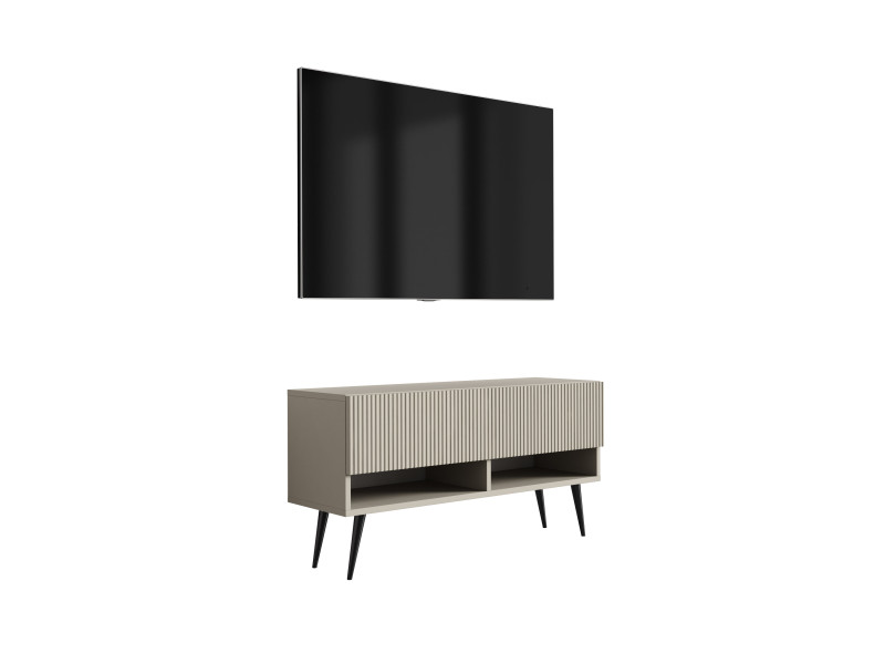 Szafka RTV: f. ryflowany, Kaszmir, nogi pochyłe czarne, 100 × 32 × 52 cm 964807