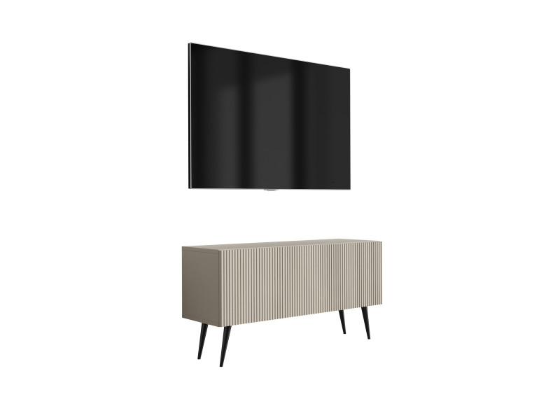 Szafka RTV: f. ryflowany, Kaszmir, nogi pochyłe czarne, 100 × 32 × 52 cm 964777