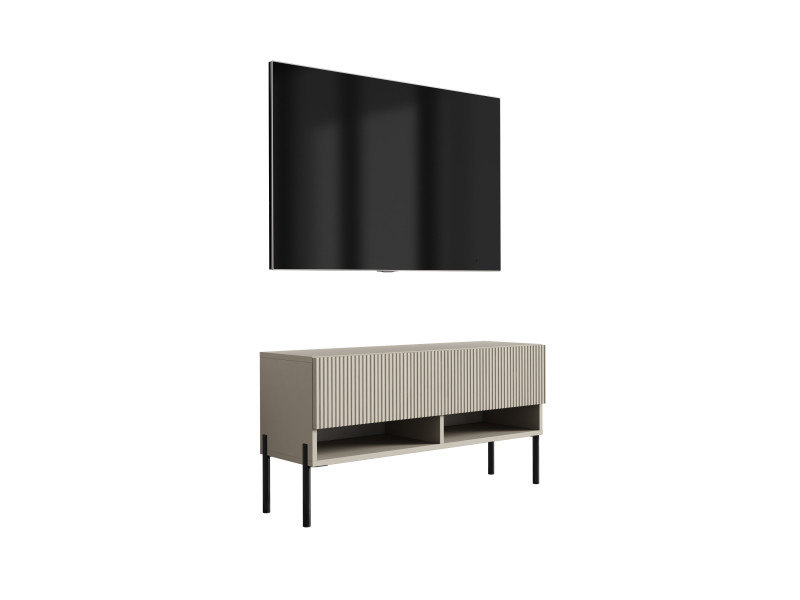 Szafka RTV: f. ryflowany, Kaszmir, nogi proste czarne, 100 × 32 × 52 cm 964825