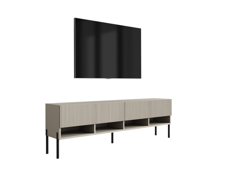 Szafka RTV: f. ryflowany, Kaszmir, nogi proste czarne, 170 × 32 × 52 cm 964815