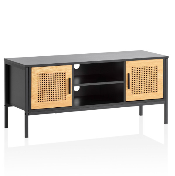 Szafka RTV FineBuy 110 cm drewniana czarna Szafka 223523