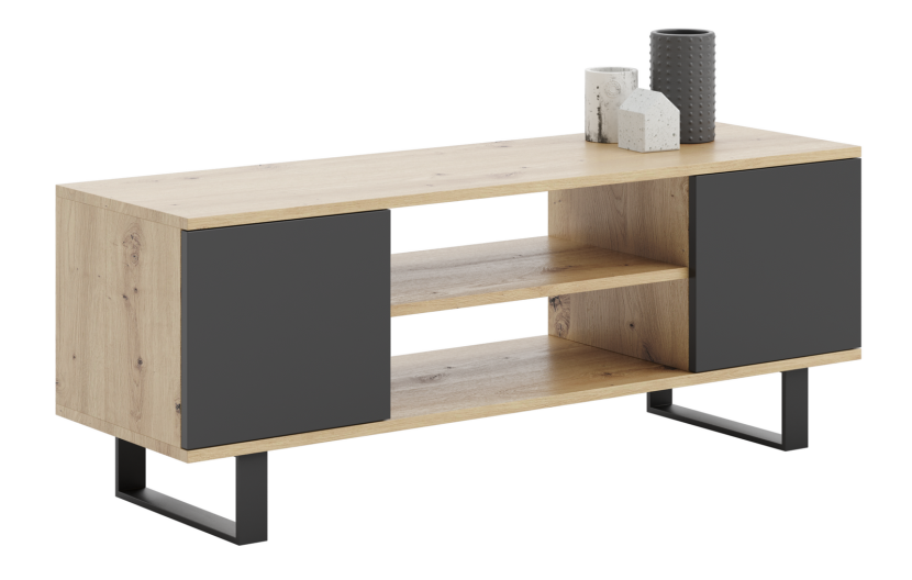 Szafka RTV Focus 135 cm - loft Dąb artisan czarny 634858