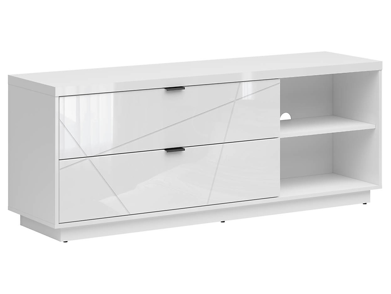 Szafka RTV Forn 156 cm z 2 szufladami i półką biały połysk 38209